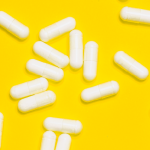 Multivitamin supplements scattered