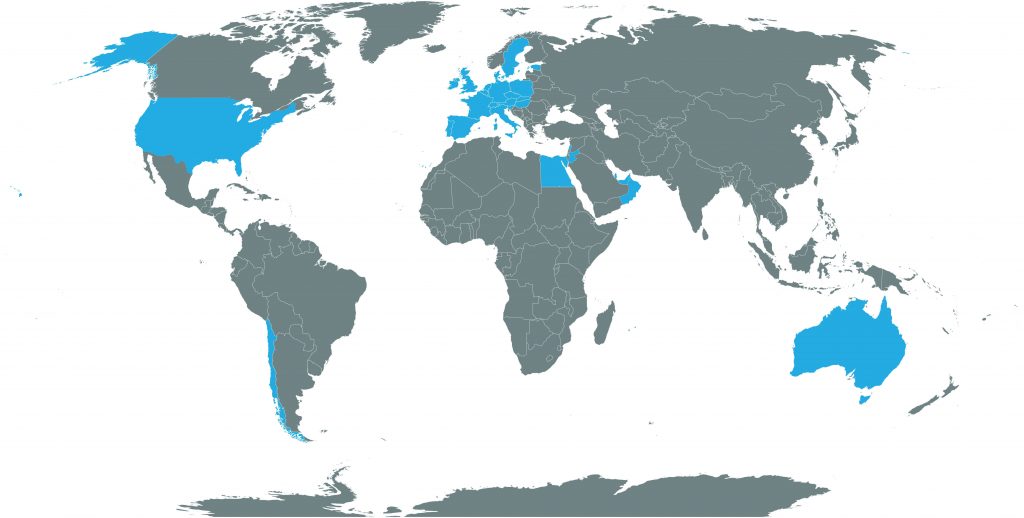 World map of countries where to find FitForMe